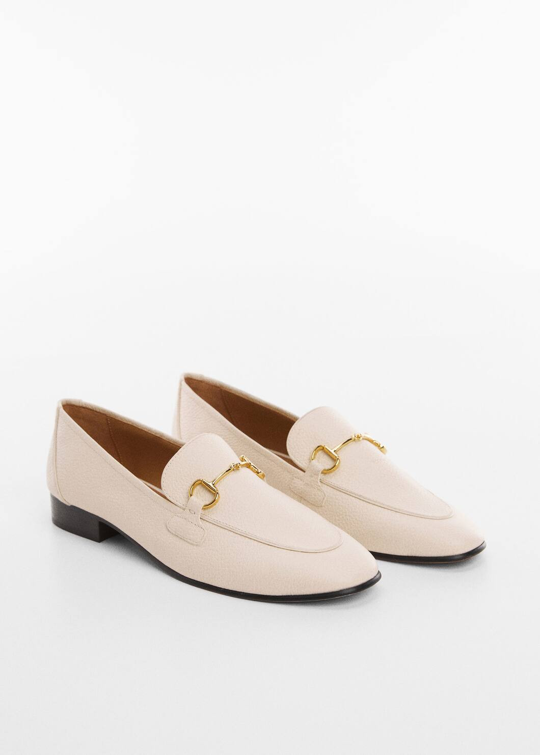 Leather moccasins with metallic detail | MANGO (US)