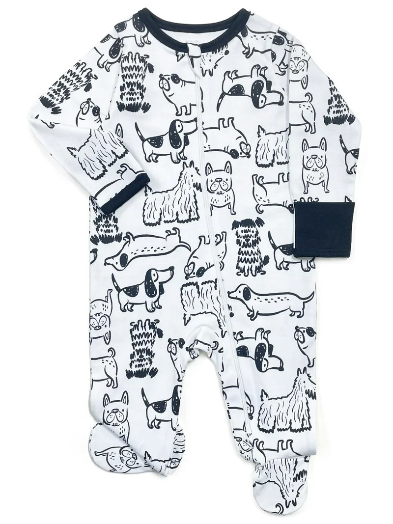 Wonder Nation Baby Boys or Girls Zip Front Footed Pajamas, Sizes Preemieie-6/9 Months | Walmart (US)