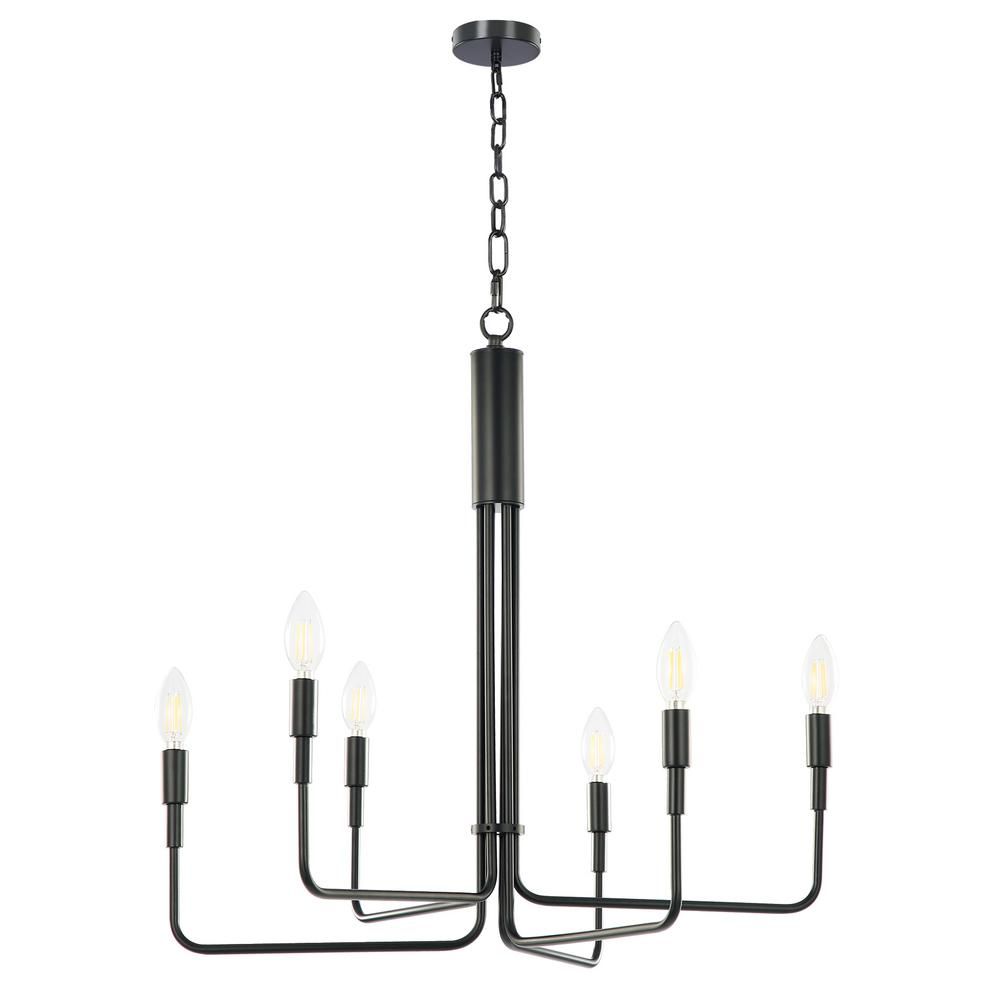 TRIBESIGNS WAY TO ORIGIN Diana 6-Light 25 in. Farmhouse Candlestick Chandelier Black Classic Pendant | The Home Depot