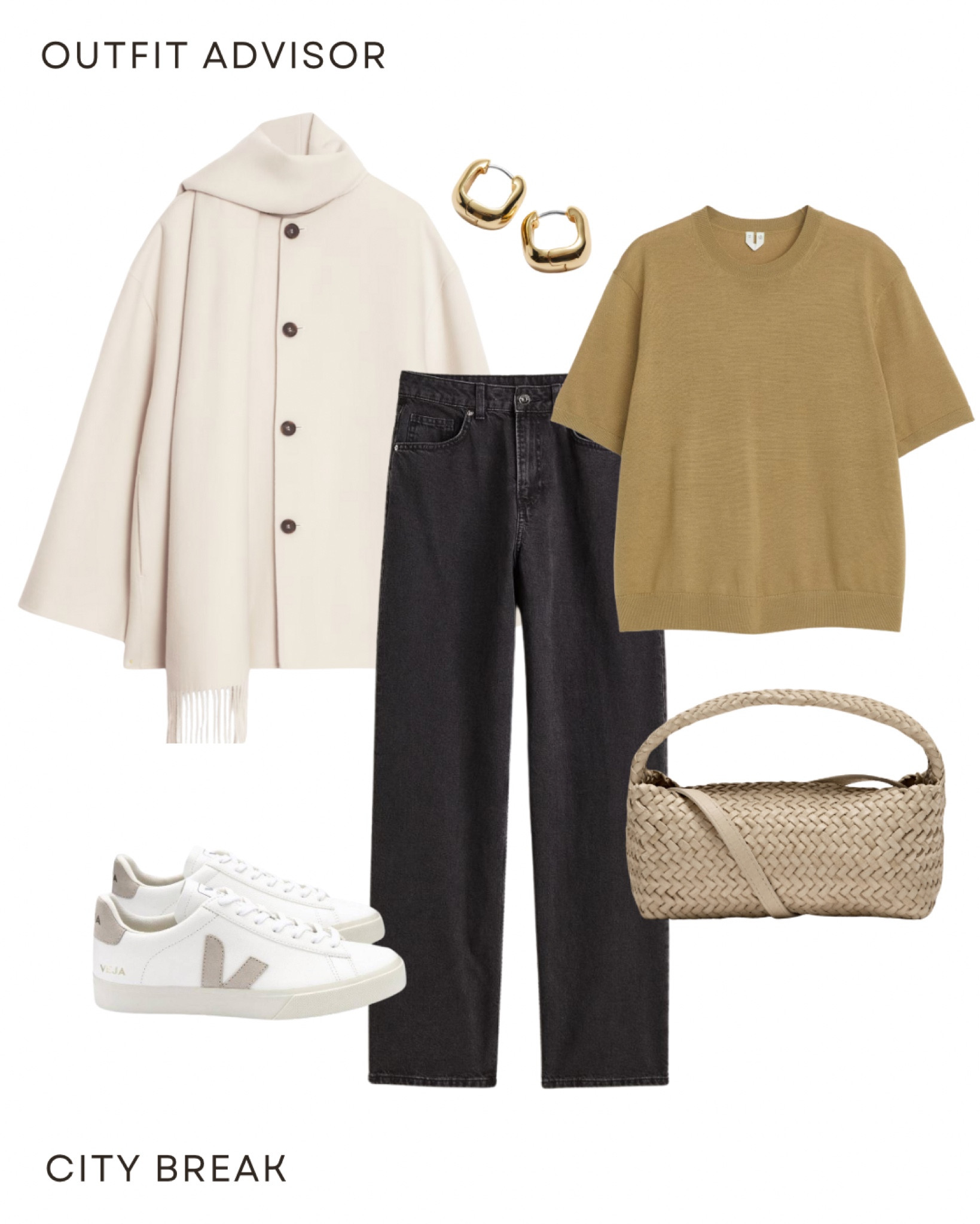 Autumn to winter outfit idea: a beige scarf coat, merino top, dark grey jeans, veja sneakers, gold earrings and a braided bag

#LTKshoes #LTKautumn #LTKstyletip