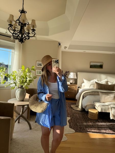 Obsessed with this shade of blue and this whole set! It’s giving me summer vibes!

@target #targetstyle #target #hm #vacationoutfit #summeroutfit #home #bedroom #set #bench #bedroominspo #sandals #bag #hat #beachoutfit #coverup #linenset 

#LTKshoecrush #LTKmidsize #LTKitbag