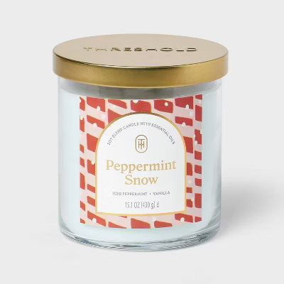 2-Wick Lidded Glass Peppermint Snow Jar Candle 15.1oz - Threshold™ | Target