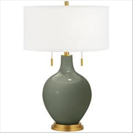 Click for more info about Deep Lichen Green Toby Brass Accents Table Lamp | www.lampsplus.com