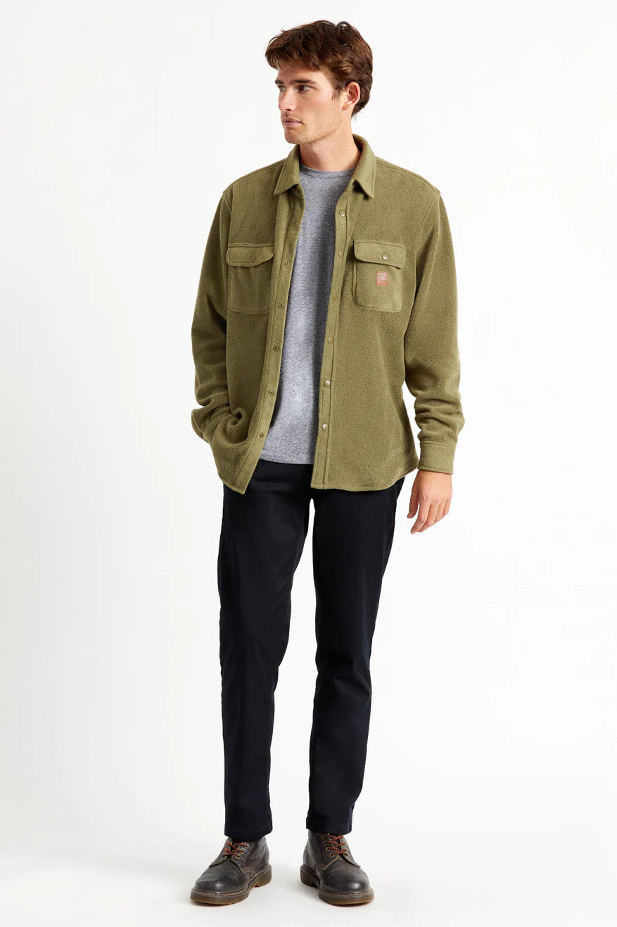Bowery L/S Fleece - Military Olive | Brixton