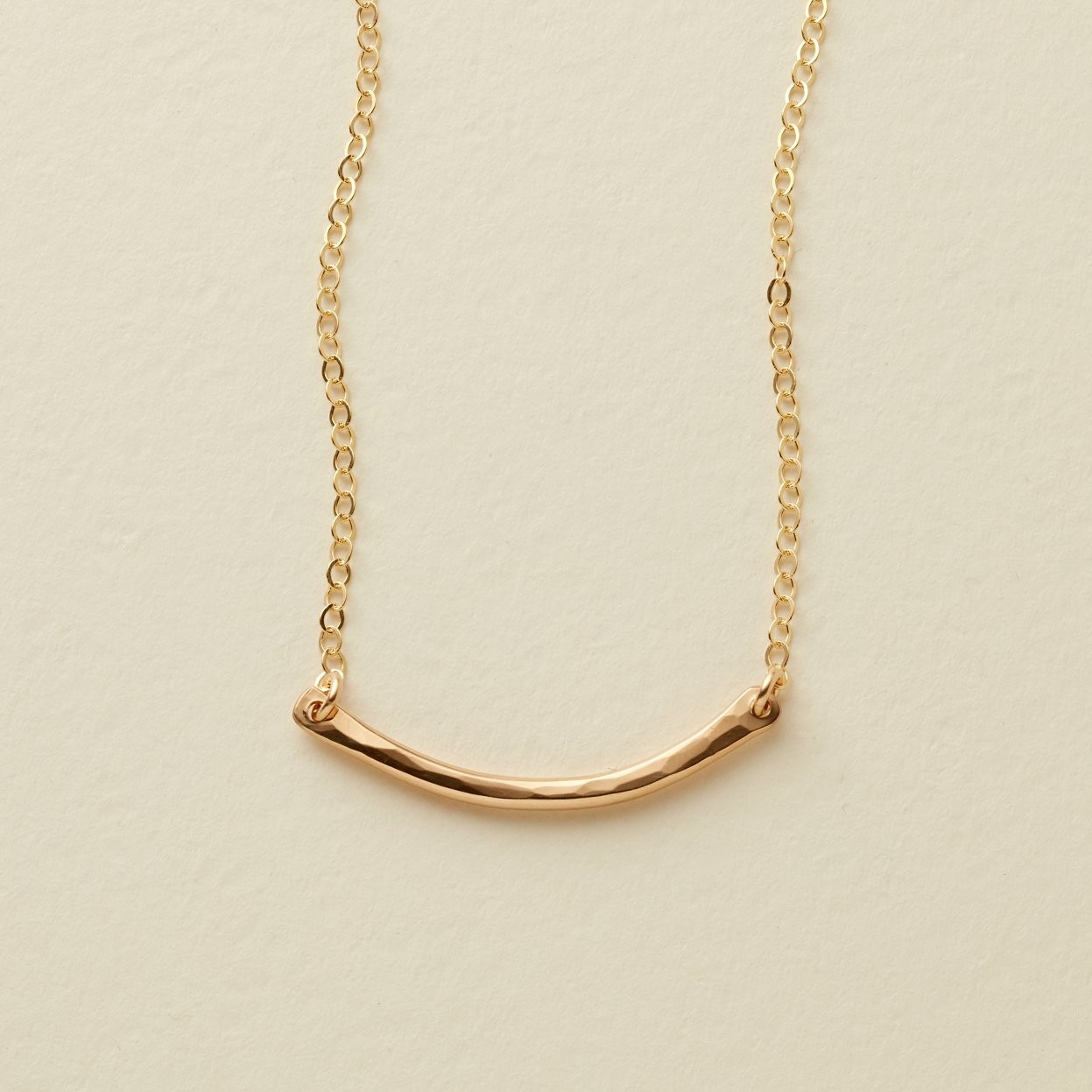 Mini Hammered Crescent Bar Necklace | Made by Mary (US)