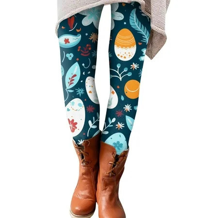 UoCefik Easter Leggings for Women Workout Easter Day Bunny Rabbit Eggs Yoga Pant High Waisted Gym Easter Printed Tights Funny Tummy Control Leggings Royal Blue M | Walmart (US)
