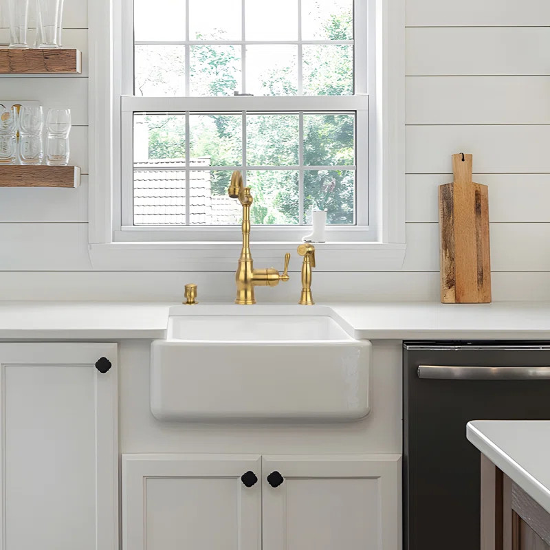 One-Handle Copper Widespread Kitchen Faucet with Side Sprayer | Wayfair North America