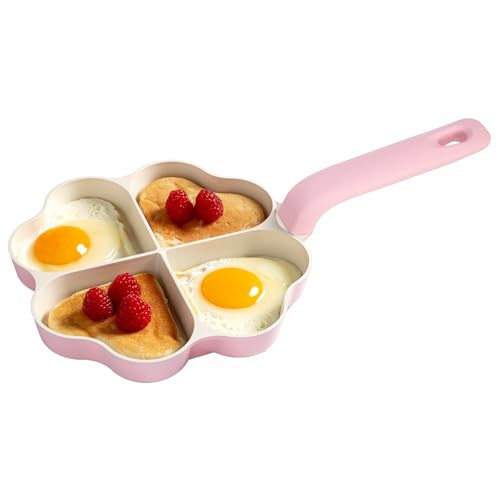 Paris Hilton Heart-Shaped Divided Fry Pan, Ceramic Nonstick Frying Pan with Individual Heart Sections, Dishwasher Safe, 8-Inch, Pink | Amazon (US)