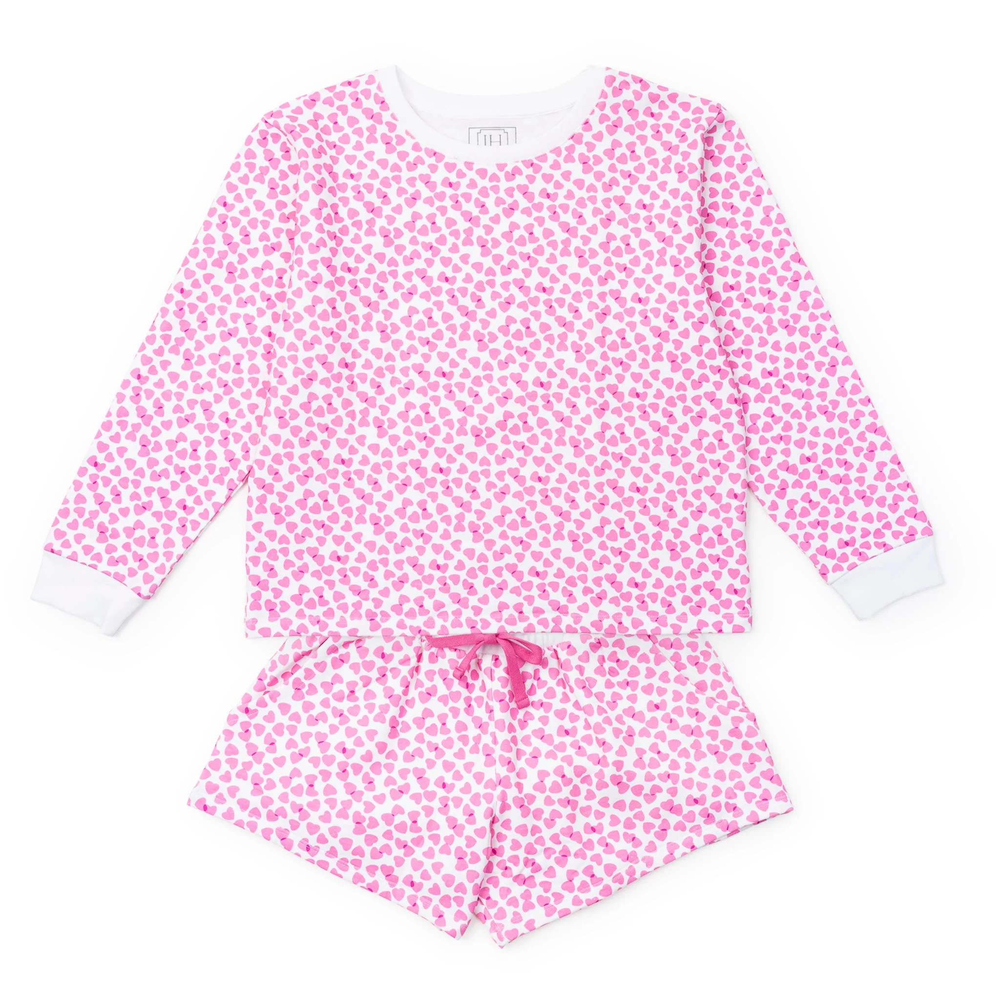 Janann Women's Sweatshirt Short Set - Confetti Hearts Pink | Lila and Hayes