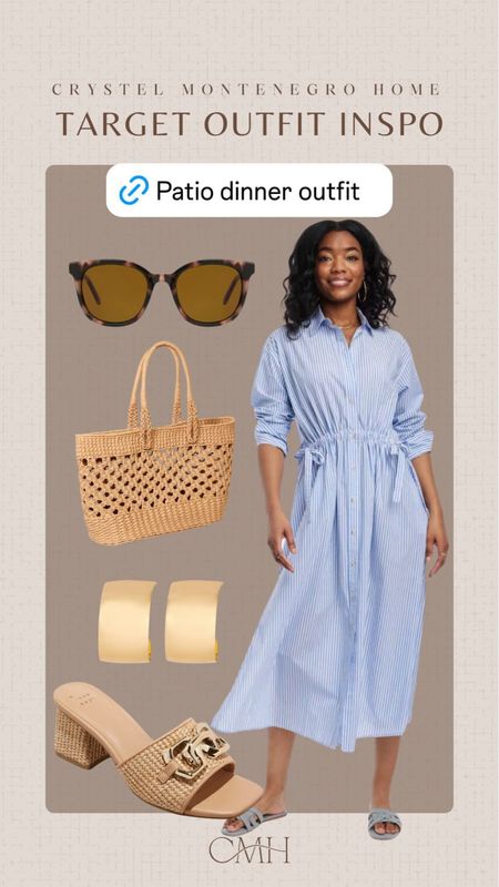 Spring outfit. Love this light fresh ensemble. The tote. The sandals. Earrings. They all pair with the clean and light dress. Great for outdoor activities or events.

#LTKActive #LTKSeasonal #LTKGiftGuide