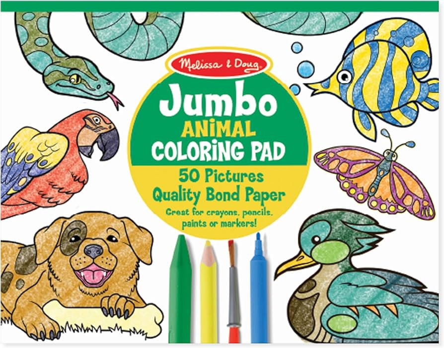 Melissa & Doug Jumbo Coloring Pad (11 x 14 inches) - Animals, 50 Pictures | Amazon (US)