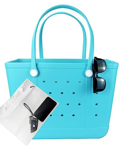 X Large Waterproof Washable Tip Proof Durable Open Tote Bag for the Beach Boat Pool Sports 11(Blue1) | Amazon (US)