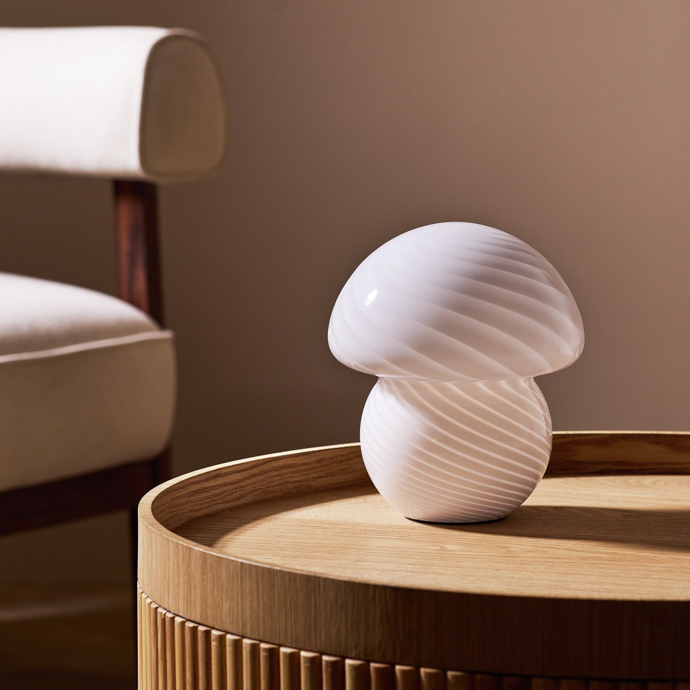 Habitat Mushroom Striped Battery Powered Table Lamp-White | argos.co.uk