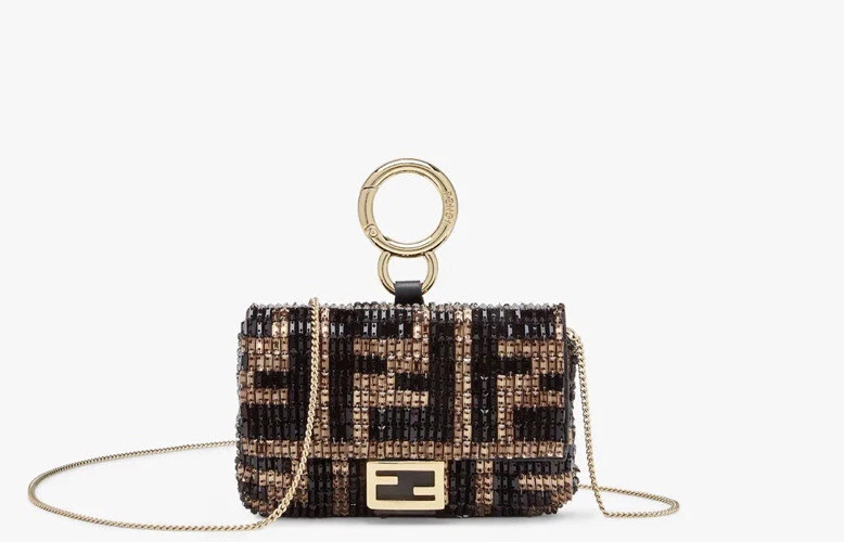 FENDI NANO BAGUETTE CHARM BAG. CHARM WITH BROWN BEADS. ITEM #7AR844AEHZF0GTE | eBay US