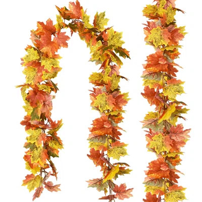 2 Pack Fall Garland Maple Leaf, 5.9ft/piece Hanging Vine Garland Artificial Autumn Foliage Garland Thanksgiving Decor For Home Wedding Fireplace Party | Wayfair North America