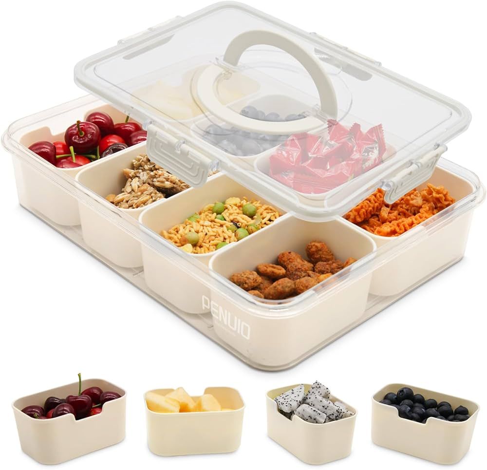 Snackle Box Container,with Lid and Handle,8 Compartment FoodContainer,Divided Serving Tray,Snack ... | Amazon (US)