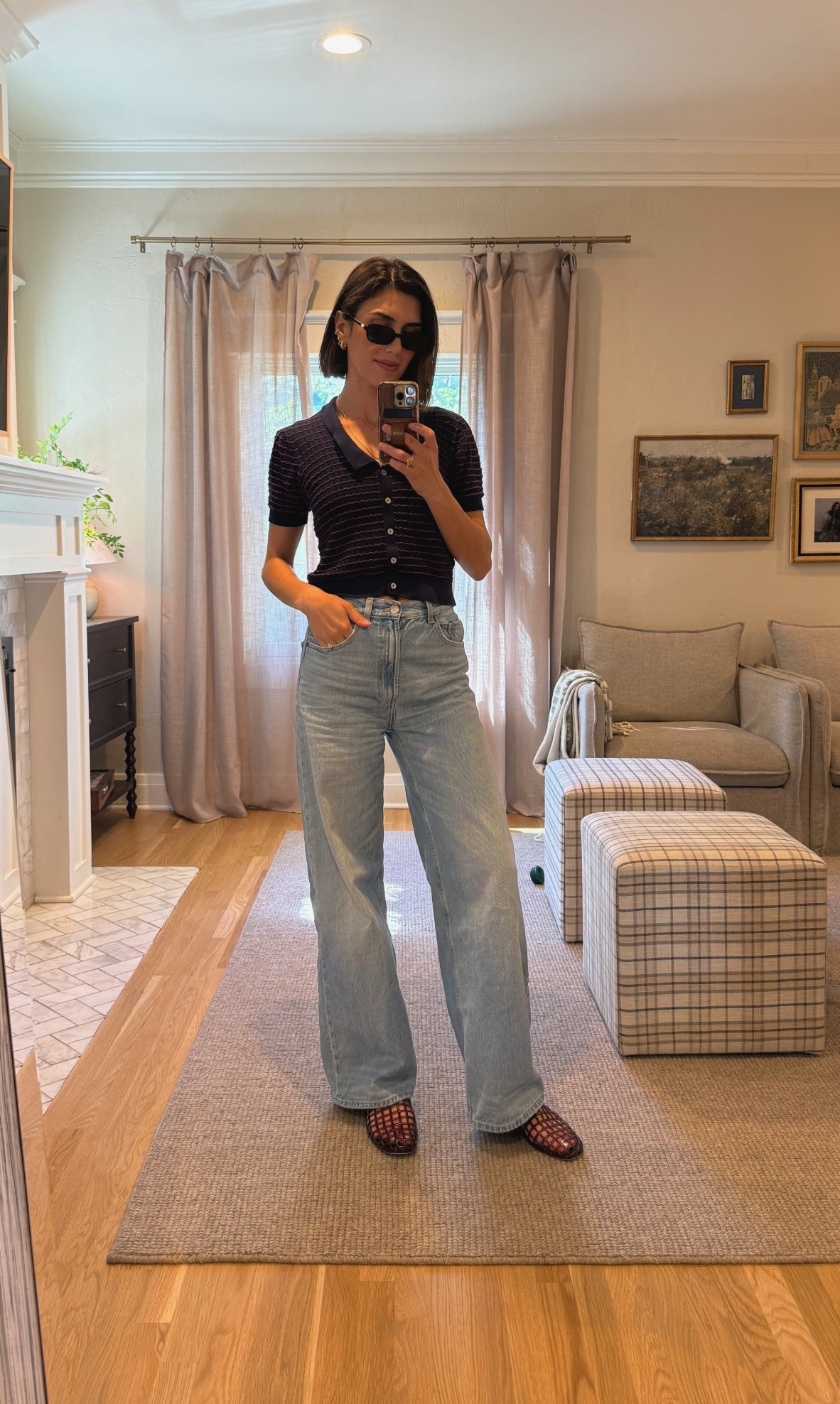 Shirt - M
Jeans- size 2 (usually size 4, but these run big) 