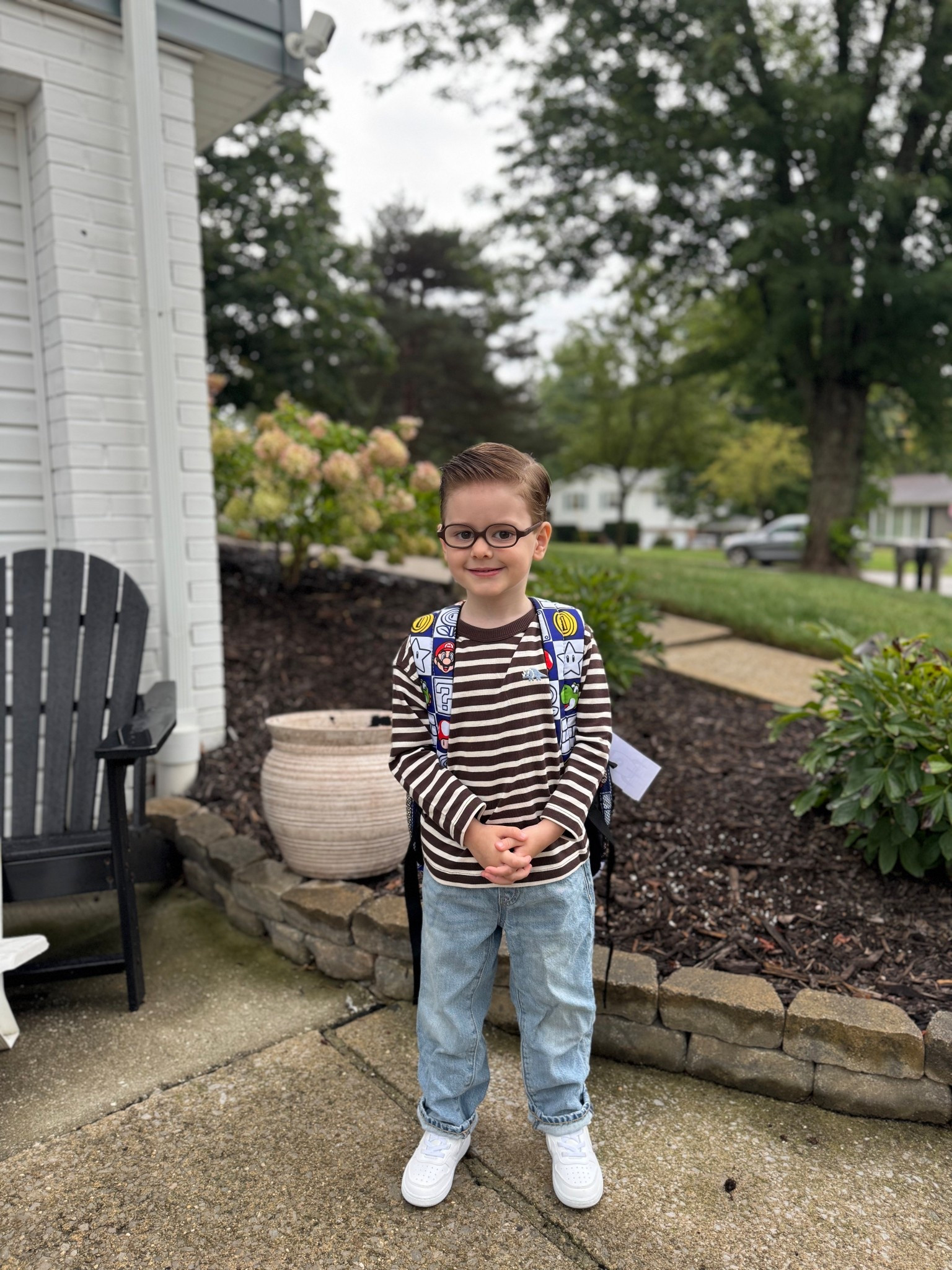 Ollie’s outfit today! Linked up everything 🤎🤎 he picked out this shirt bc of the blue dinosaur — his favorite! 

H&M, gap jeans, super soft jeans for toddler, school outfit, Nike sneakers for kids, white sneakers, everyday outfit, Mario backpack 

#LTKShoeCrush #LTKKids #LTKFindsUnder50