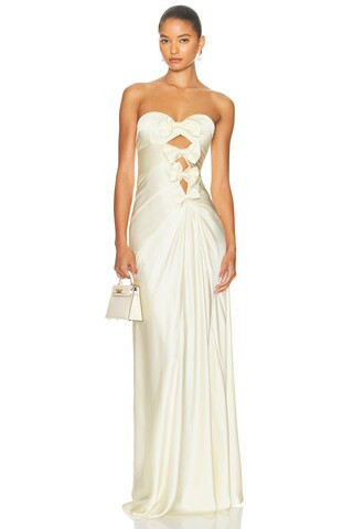 Helsa The Silk Faye Dress in Ivory | FWRD 