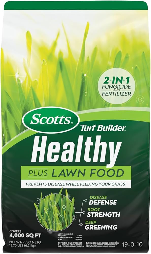 Scotts Turf Builder Healthy Plus Lawn Food, 2-in-1 Fungicide and Fertilizer, Helps Grass Withstan... | Amazon (US)