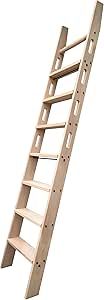 104RDHOUSE 96" Height Sliding Library Ladder,Rolling Ladder Kit Wooden Ladder Red Oak Unassembled | Amazon (US)