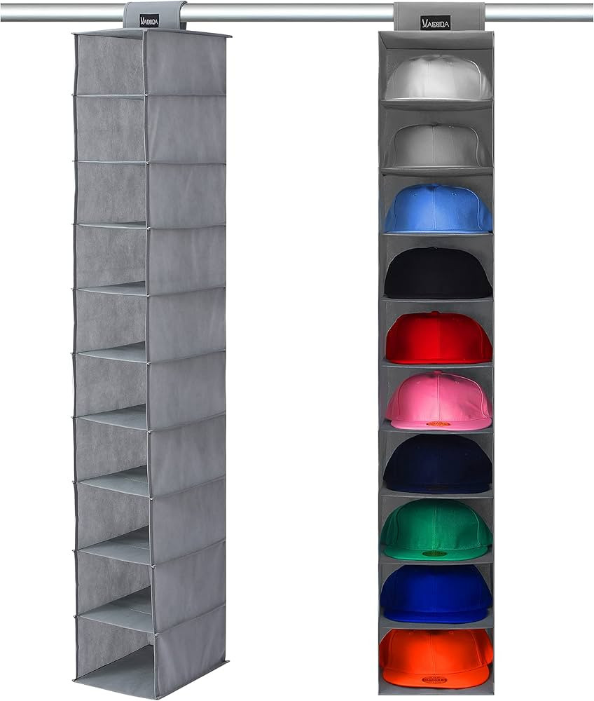 VAESIDA Hat Rack Hanging Closet - 10 Shelf Hanging Hats Organizer for Hat Storage - Best Hat Rack &  | Amazon (US)