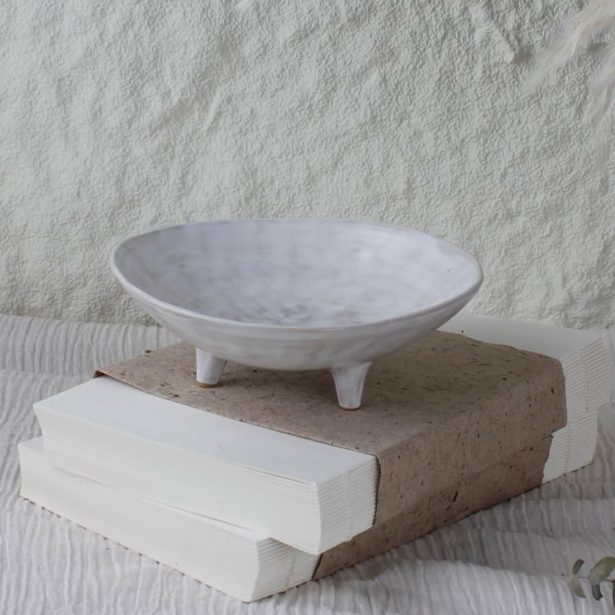 Wabi Sabi Footed Decorative Bowl, Multi-Purpose Small Ceramic Bowl, Vintage Rustic Boho Shelf Tab... | Amazon (US)