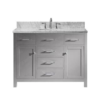Virtu USA Caroline 49 in. W Bath Vanity in Cashmere Gray with Marble Vanity Top in White with Squ... | The Home Depot