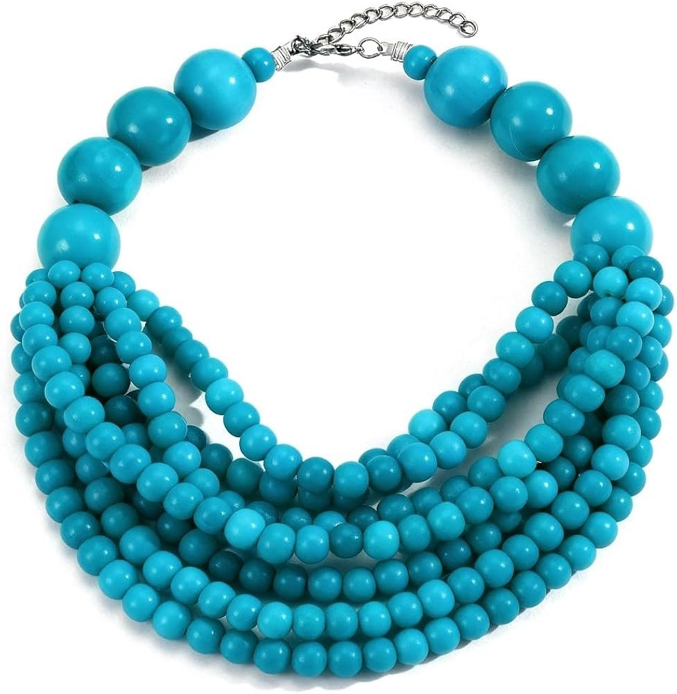Caiyao Bohemian Multilayer African Wooden Beaded Strand Necklaces Vintage Colorful Layered Chunky... | Amazon (US)