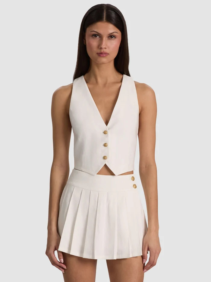 DONNA LINEN VEST | Alice + Olivia
