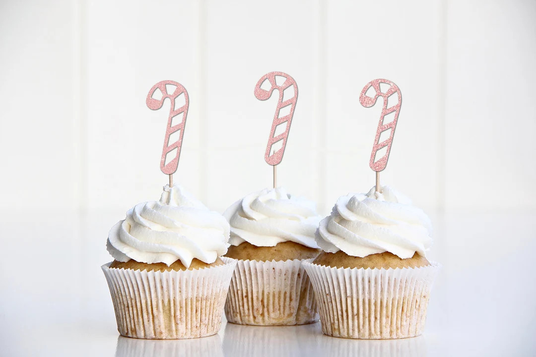 Candy Cane Cupcake Topper, Christmas Cup Cake Topper, Christmas Party Decorations, Santa Baby Sho... | Etsy (US)