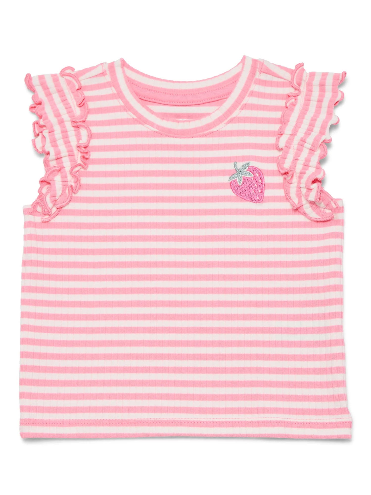 Wonder Nation Baby Girls Tee with Flutter Sleeves, Sizes 0-24 Months | Walmart (US)
