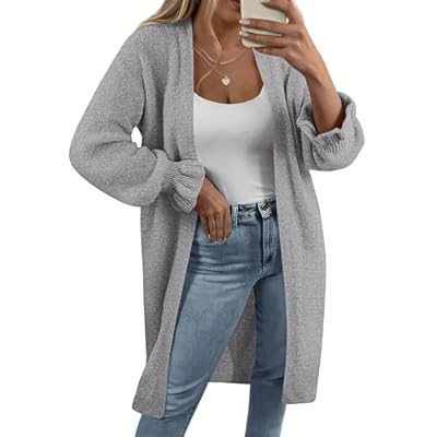KIRUNDO Long Cardigan Sweaters for Women Oversized Ruffle Long Slee… | Amazon (US)