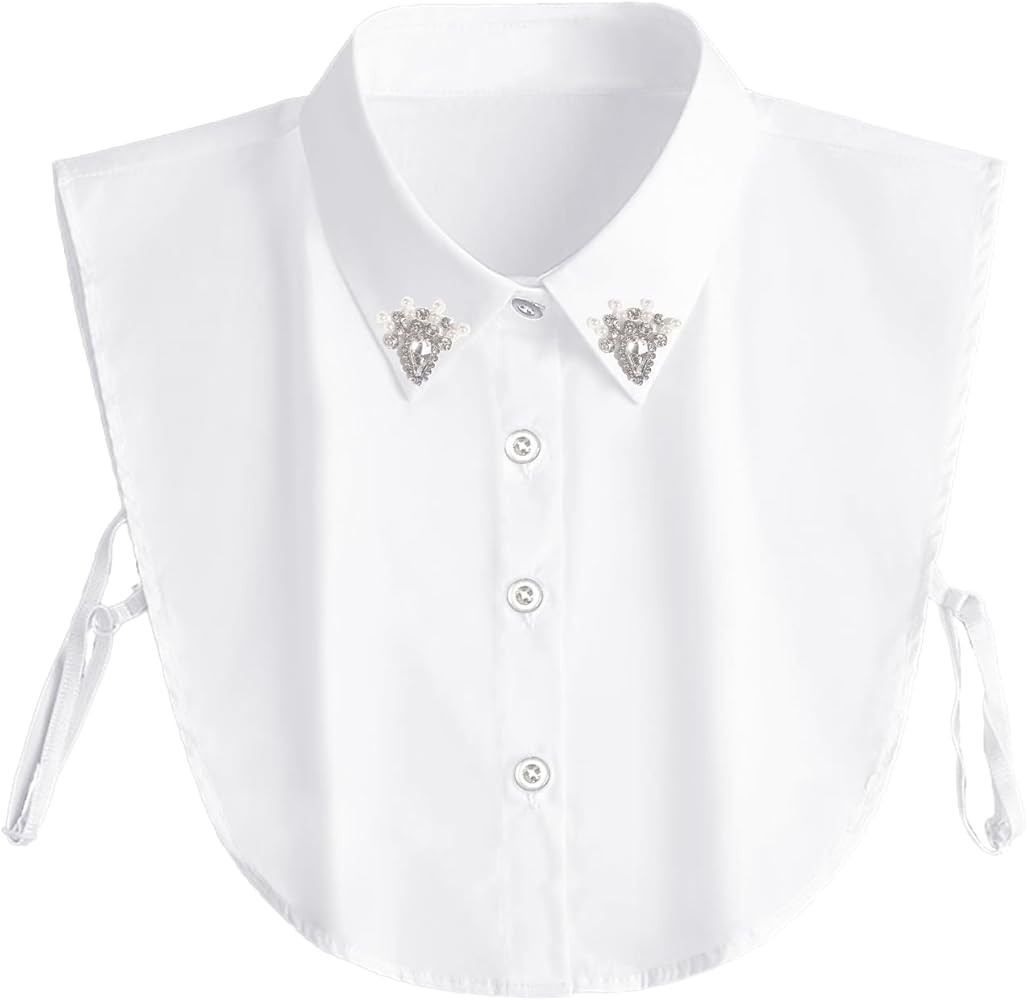 Handcrafted Faux Diamond and Pearl Fake Collar Shirts Versatile Dickey Collar Half Shirt Collar f... | Amazon (US)