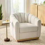 Better Homes & Gardens Lillian Accent Swivel Chair, Cream Linen | Walmart (US)