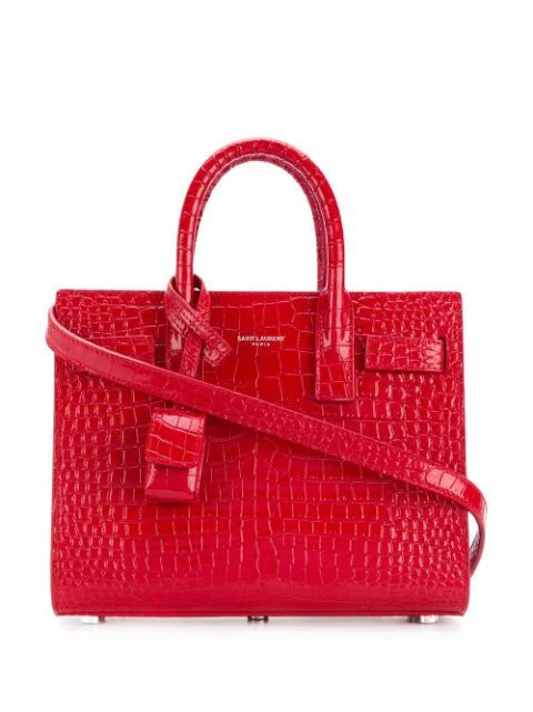 Saint Laurent Nano Sac De Jour crocodile-embossed Bag - Farfetch | Farfetch Global