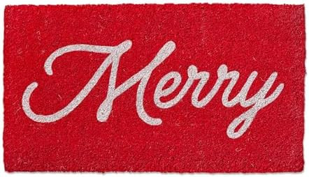 tag Merry Christmas Coir Door Mat 30x17 Natural Red Doormat Easy Clean Shake or Brush for Holiday... | Amazon (US)