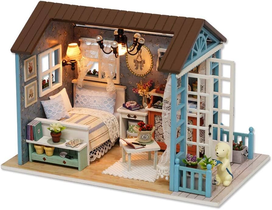 TuKIIE DIY Miniature Dollhouse Kit, 1:24 Scale Wooden Mini Doll House Accessories with Furniture ... | Amazon (US)