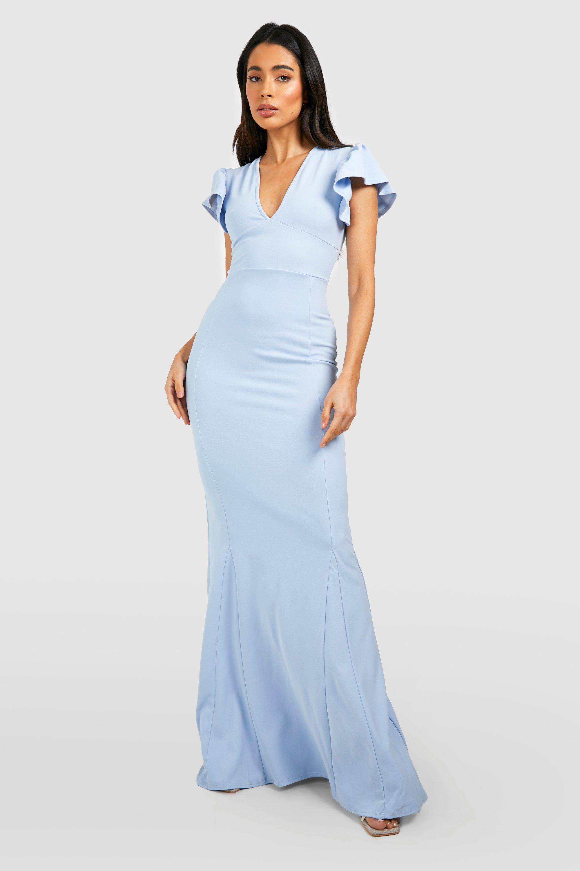 Puff Sleeve Plunge Maxi Dress | Boohoo.com (US & CA)