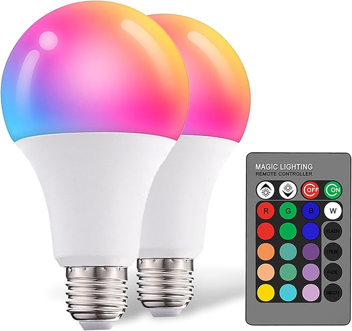 Droiee Dimmable E26 Warm LED Light Bulb, 6W RGBW Color 500LM with 16 Color Changing Modes for Chr... | Amazon (US)