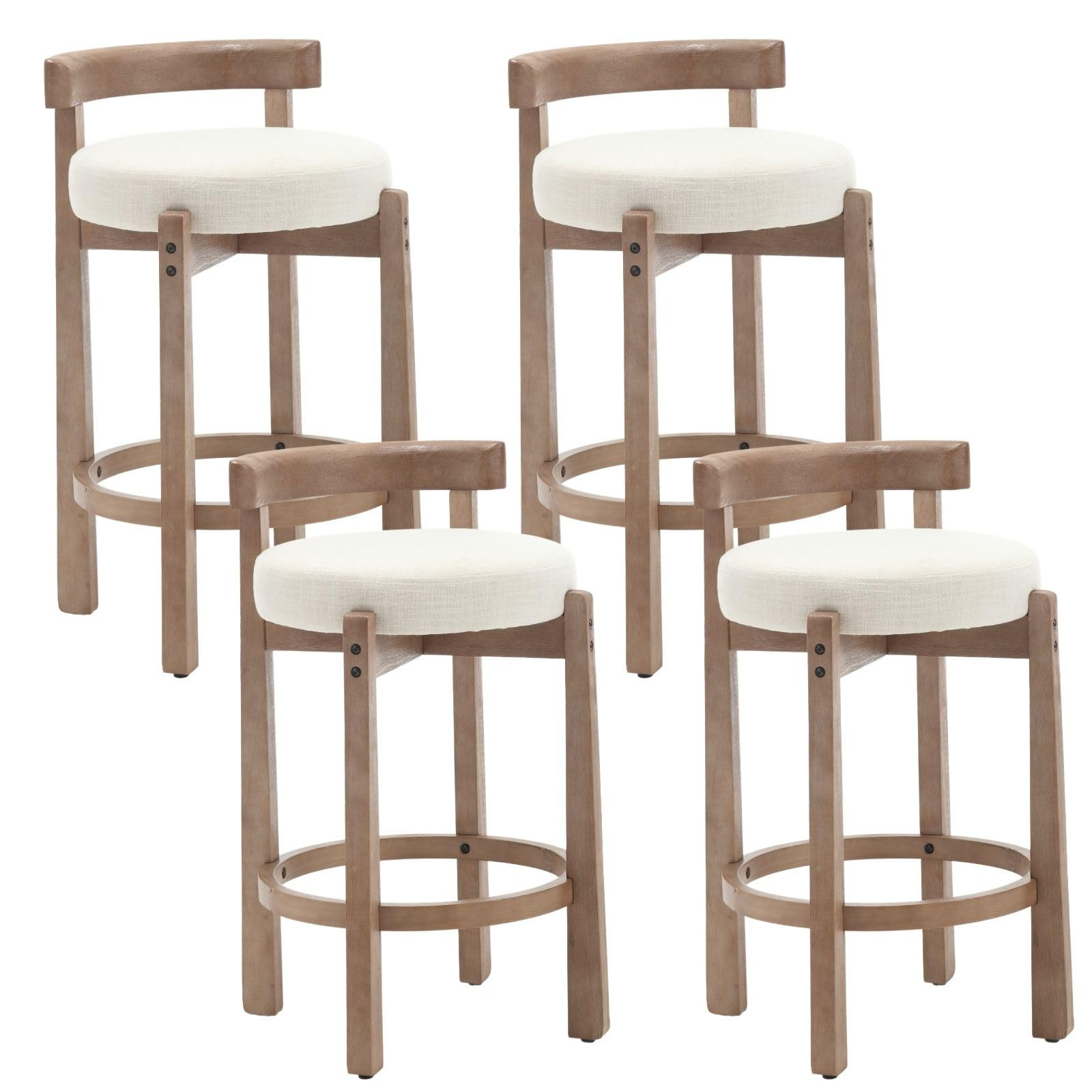 DUOMAY Modern Bar Stools Set of 4, 26" Counter Height Stools, Armless Round Wood Barstools Kitche... | Amazon (US)