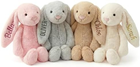 Personalized Easter Bunny Plush with Baby's Name, Embroidered Custom Bunny Rabbit, Soft Stuffed B... | Amazon (US)