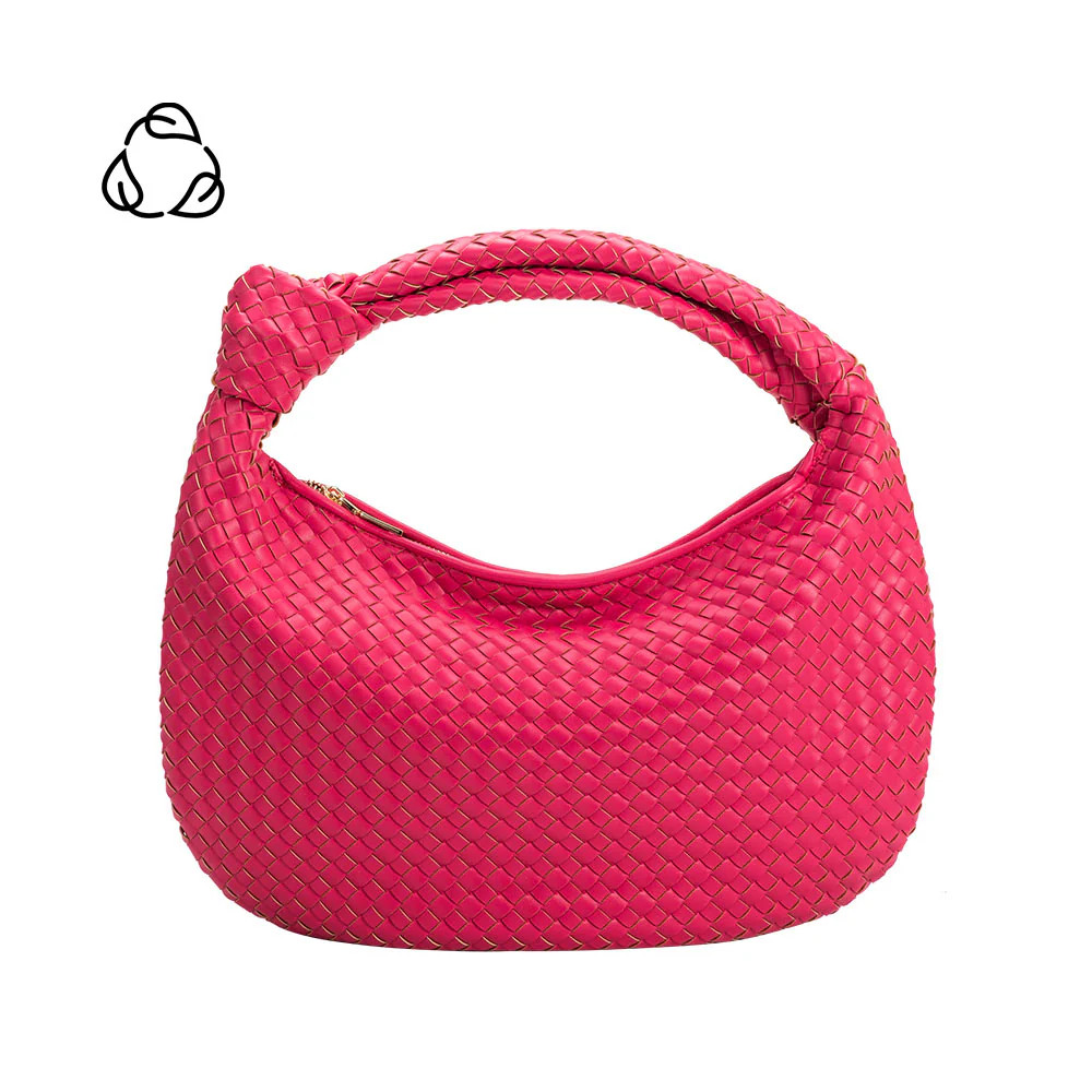 Fuchsia Brigitte Large Vegan Leather Woven Hobo Bag | Melie Bianco | Melie Bianco