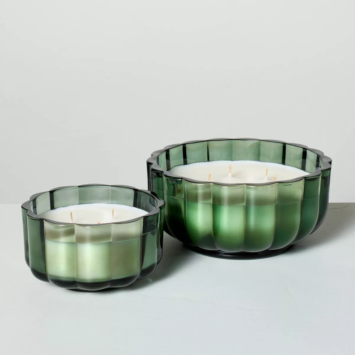 Scalloped Glass Cypress & Santal Christmas Jar Candle Dark Green - Hearth & Hand™ with Magnolia | Target