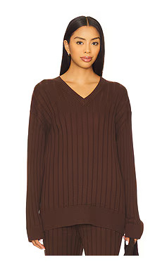 House of Harlow 1960 x REVOLVE Irvina Ribbed V Neck in Chocolate Brown from Revolve.com | Revolve Clothing (Global)