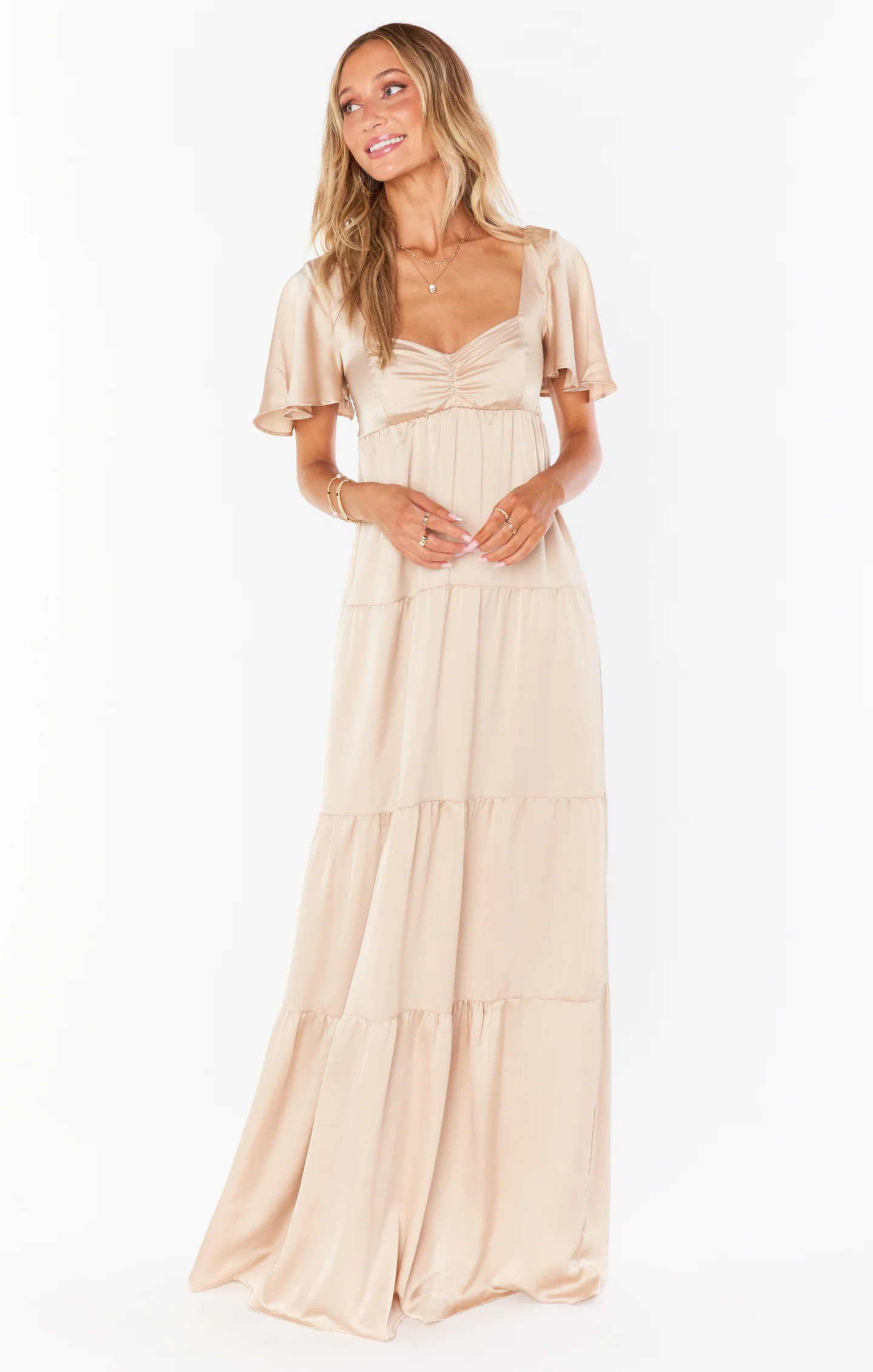 Nicole Maxi Dress ~ Champagne Luxe Satin | Show Me Your Mumu