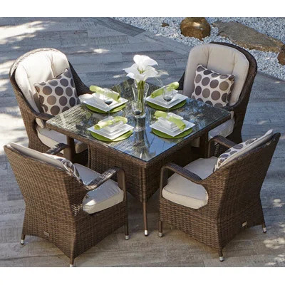 Algird Square 4 - Person 39.37" Long Dining Set with Cushions | Wayfair North America