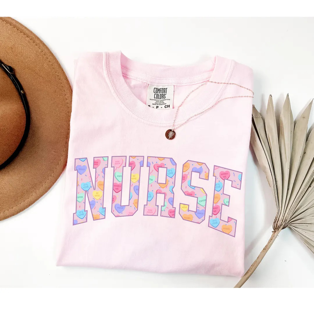 Valentines Nurse Comfort Colors® Shirt, Cute RN Valentines Day Shirt, Gift for Registered Nurse,... | Etsy (US)