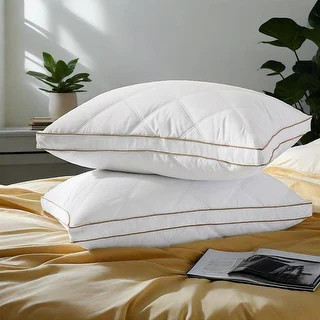 Medium-Firm 2-inch Gusset Feather and Down Pillows Set of 2 - Bed Bath & Beyond - 19896253 | Bed Bath & Beyond