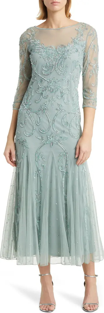 Beaded Illusion Neck Gown | Nordstrom